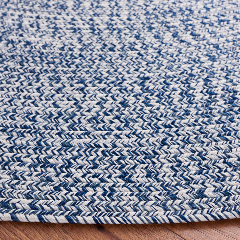 Tapis bleu foncé / ivoire tissé à la main Trombetta, Ovale 5 pi x 8 pi, Dark Blue/Ivory