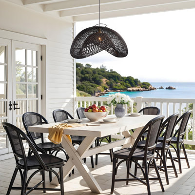 Luminaire suspendu d'extérieur en rotin Lucian - 28 po