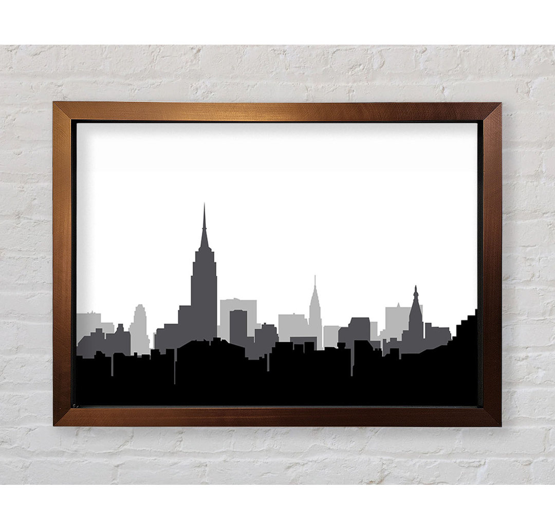 Gerahmtes Wandbild New York Silhouette in Schwarz/Weiß