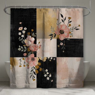Floral Patchwork Collage Shower Curtains Extra Long
