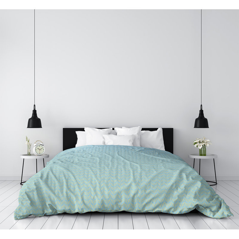 Housse de couette simple Katelyn Elizabeth, Microfibre, Housse de couette pour grand lit, Bleu / Jaune
