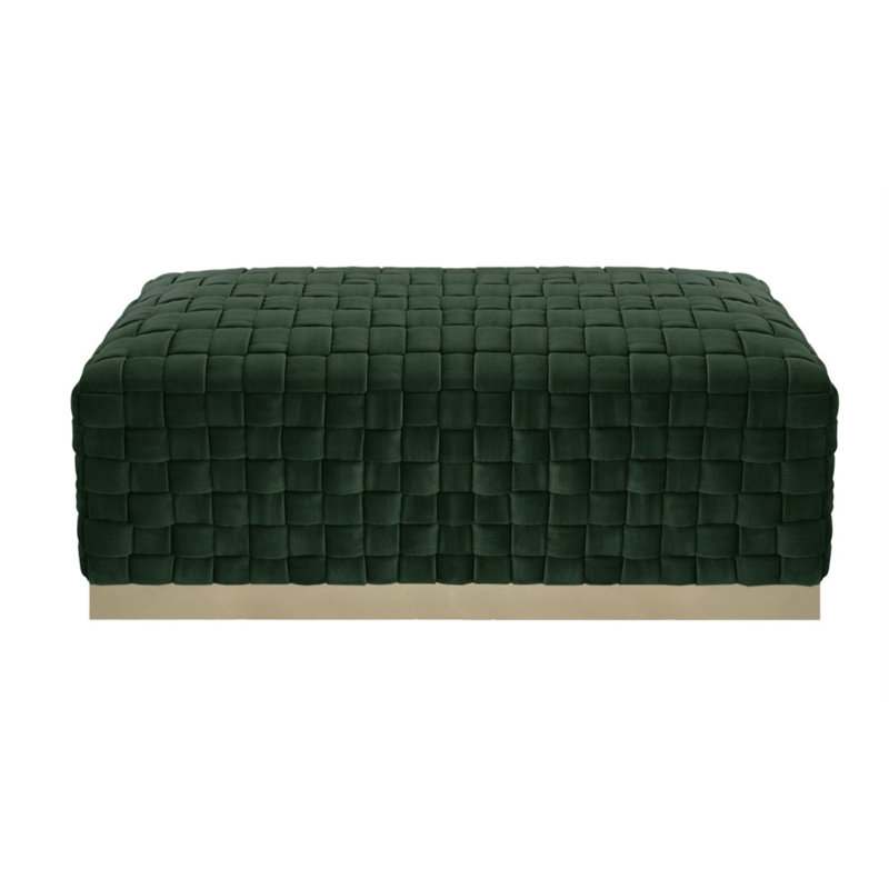 Tylani Velvet Upholstered Bench, Gold, Hunter Green