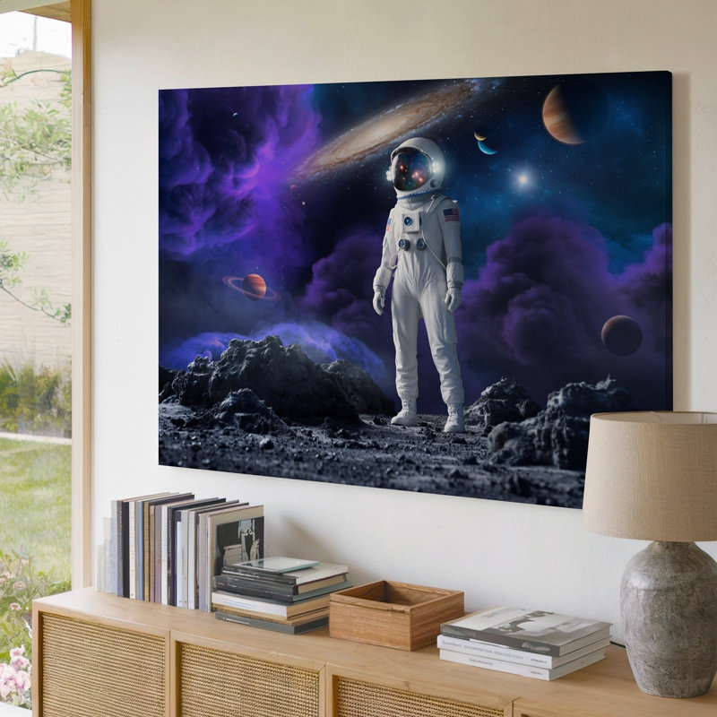 Reproduction d'art mural, "Un astronaute solitaire sur un terrain rocheux accidenté", H 11 po x l 14 po