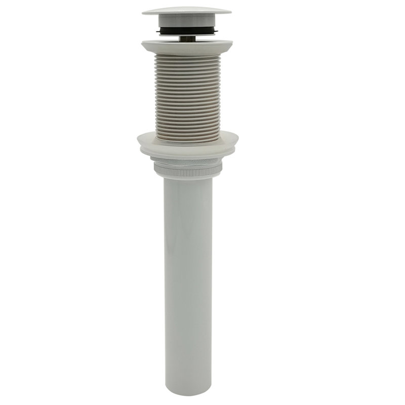 Push pop-up sink drain without Overflow, White