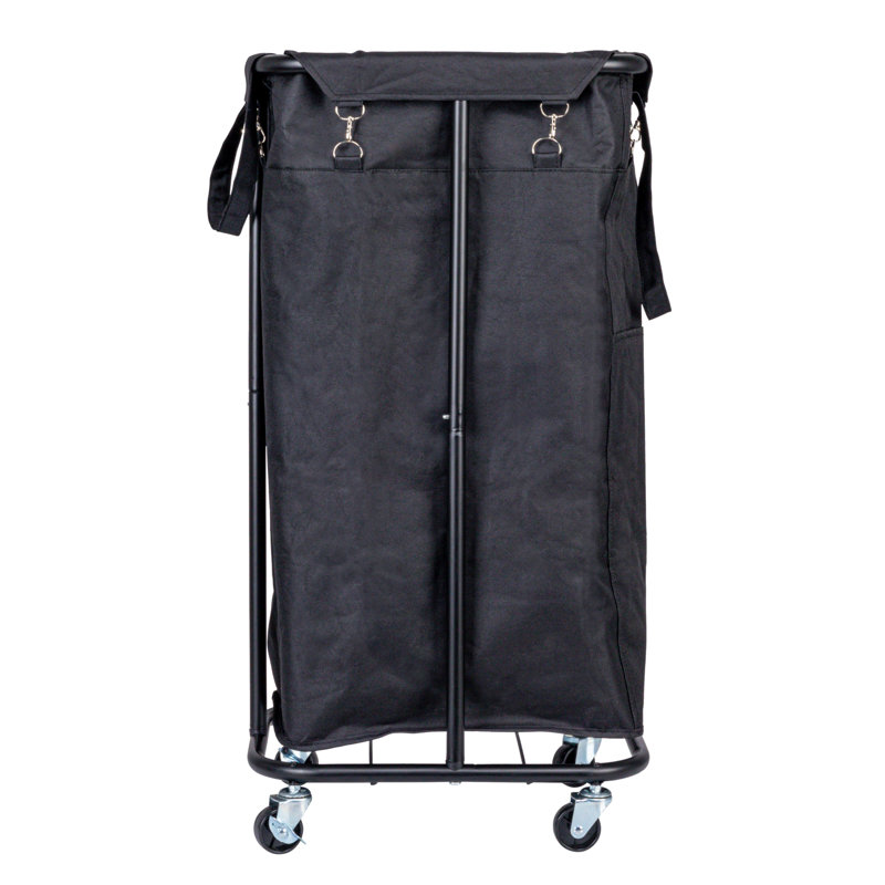 Black Canvas Rolling Laundry Sorter with Wheels