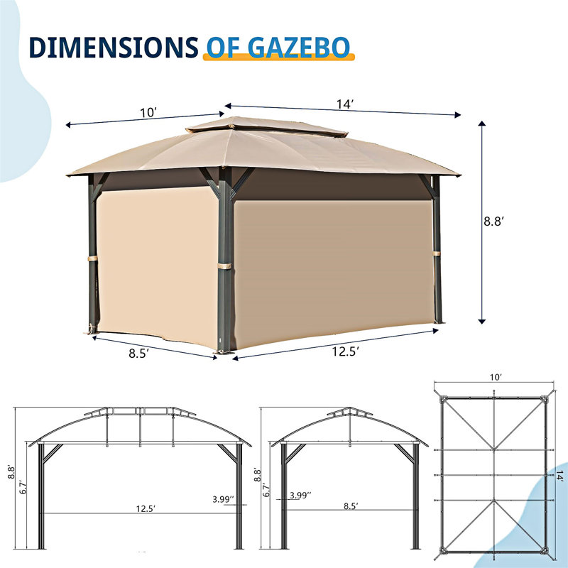 Pavillon de jardin extérieur avec toits doubles