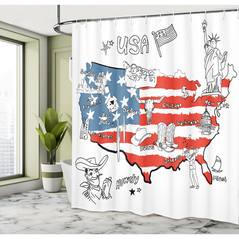 Shower Curtain with Hooks Included, 75"H x 69"W
