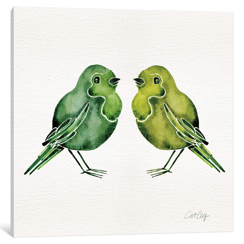 Green Birds by Cat Coquillette - Wrapped Canvas Print, 45.72 cm H x 45.72 cm W x 1.91 cm D