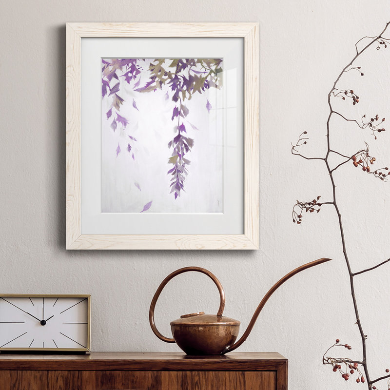 Feuille cascade Ii - reproduction de cadre photo sur papier, H 20 po x l 17 po x P 1,5 po, Blanc