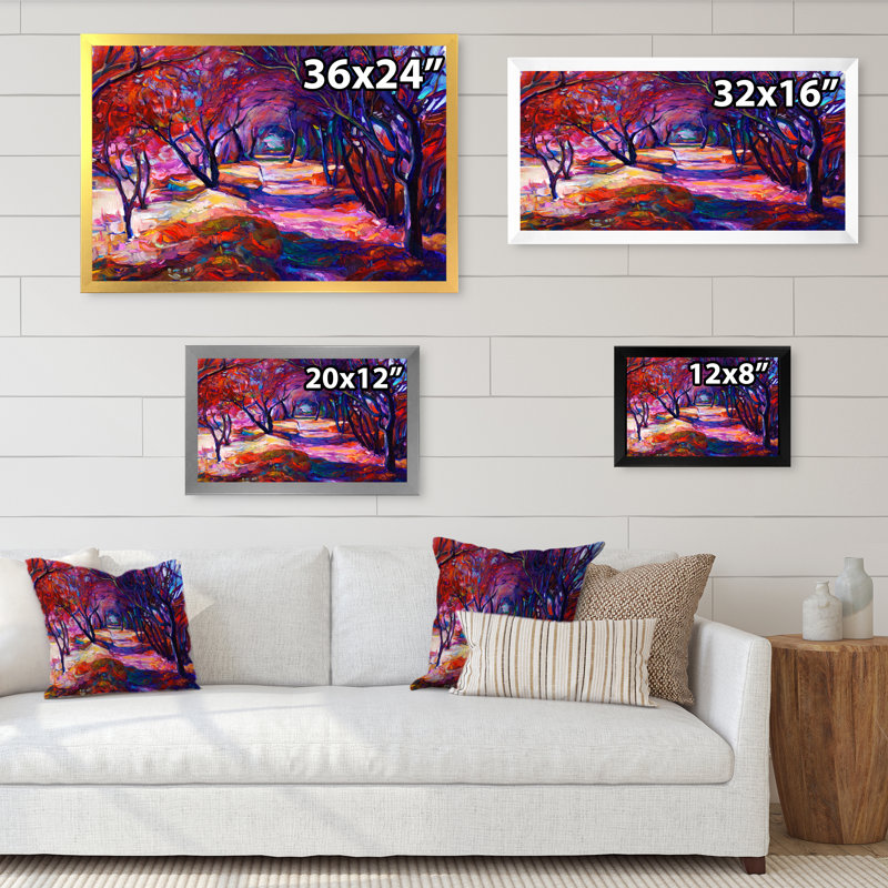 «Path in the Evening Forest», reproduction sur toile, Toile avec cadre noir, H 8 po x l 12 po x P 1 po