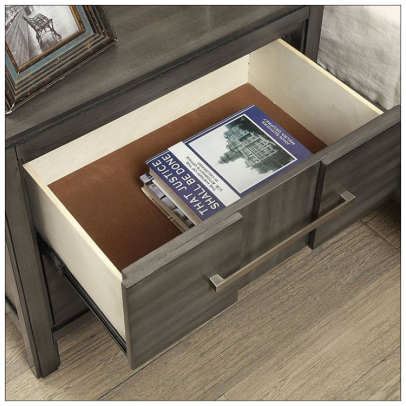 Table de chevet transitionnelle 1 pièce, tiroir à queue d'aronde et rangement pour les chambres à coucher modernes, Gris