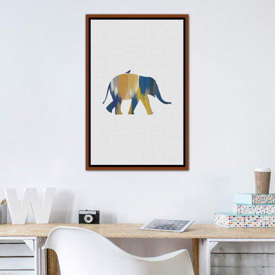 Éléphant bleu et jaune - impression d'art graphique