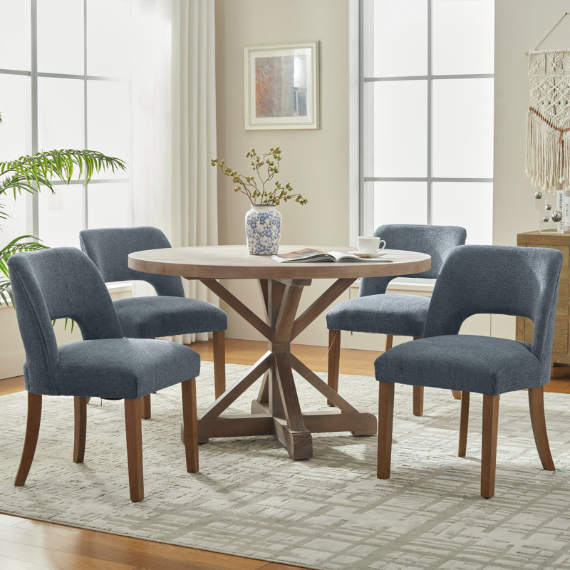 Upholstered Dining Side Chairs Set of 4, Chenille Navy