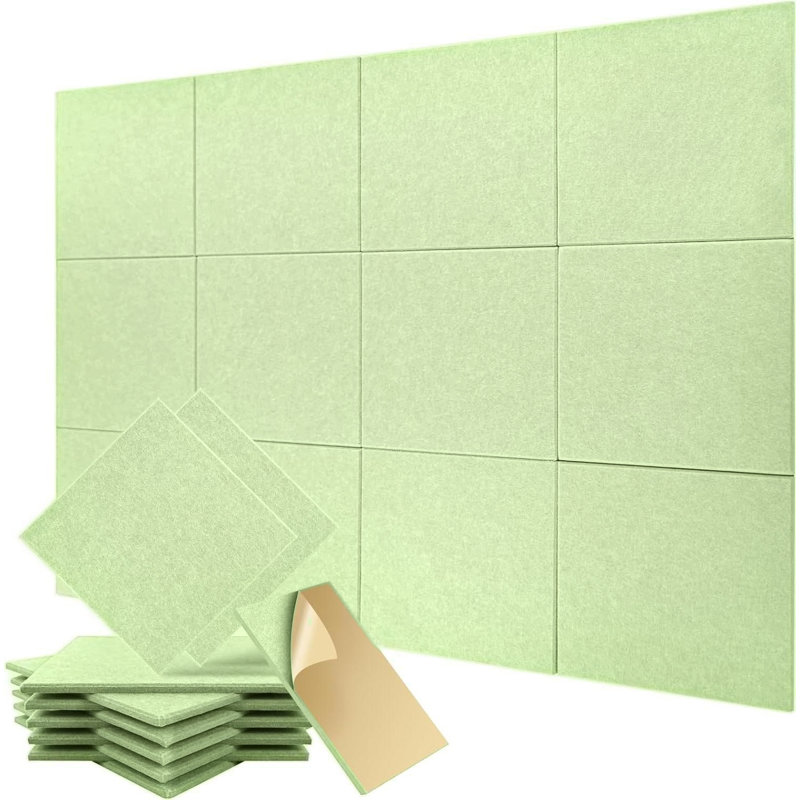 Acoustic Panels 12-Pack Soundproof Wall Panels 12"X12"X0.4" Sound Panels High Density Sound Dampening Panels, Grass Green