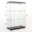 Vitrine noire avec deux portes et 3 tablettes en verre - Rangement élégant pour tablettes