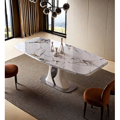 Modern Light Luxury Rectangular Shiny Sintered Stone Dining Table