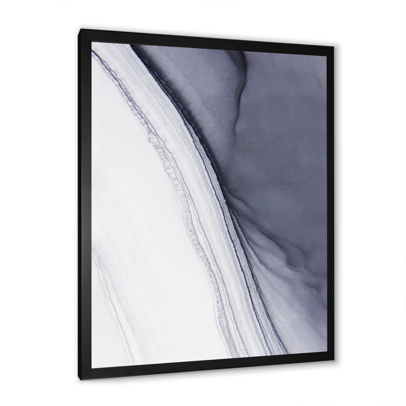 Reproduction d'art sur toile de luxe luxueuse en marbre monochrome gris, Toile avec cadre photo noir