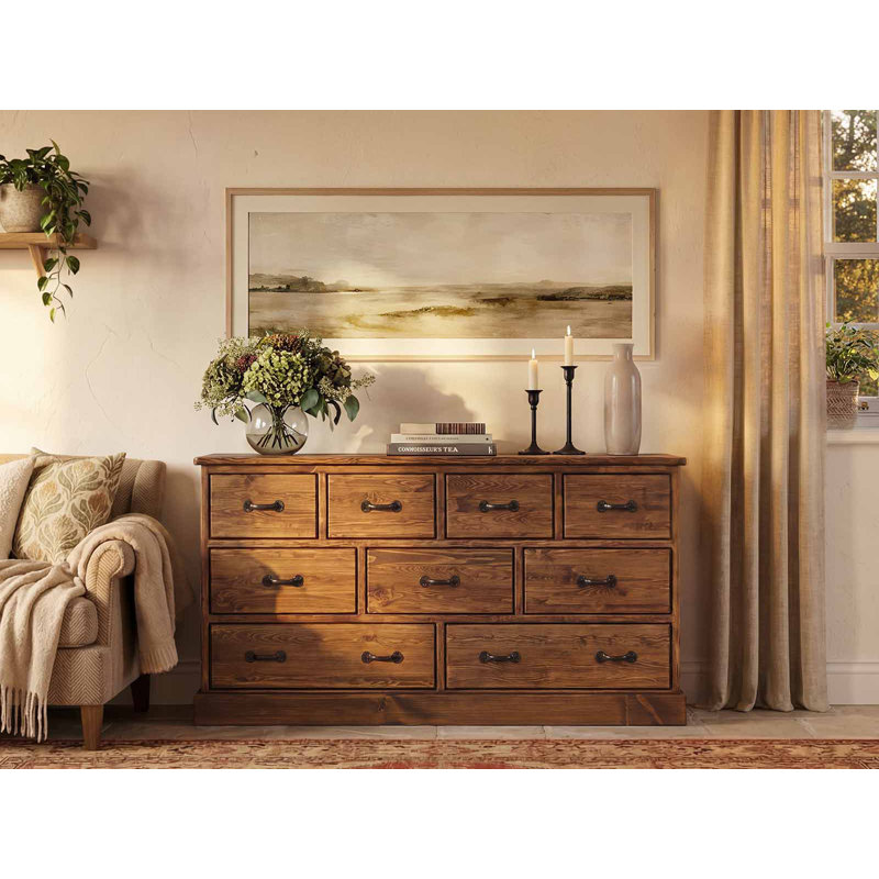 Broussard Solid Wood 152cm W 9 - Drawer Chest of Drawers