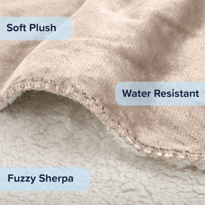 PETMAKER Waterproof Dog Blanket Reversible Sherpa Dog Blanket for Couch, Bed, or Car - Protects from Spills, Stains, or Pet Fur