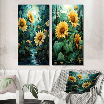Méticuleusement tournesols - ensemble de salon mural tournesols