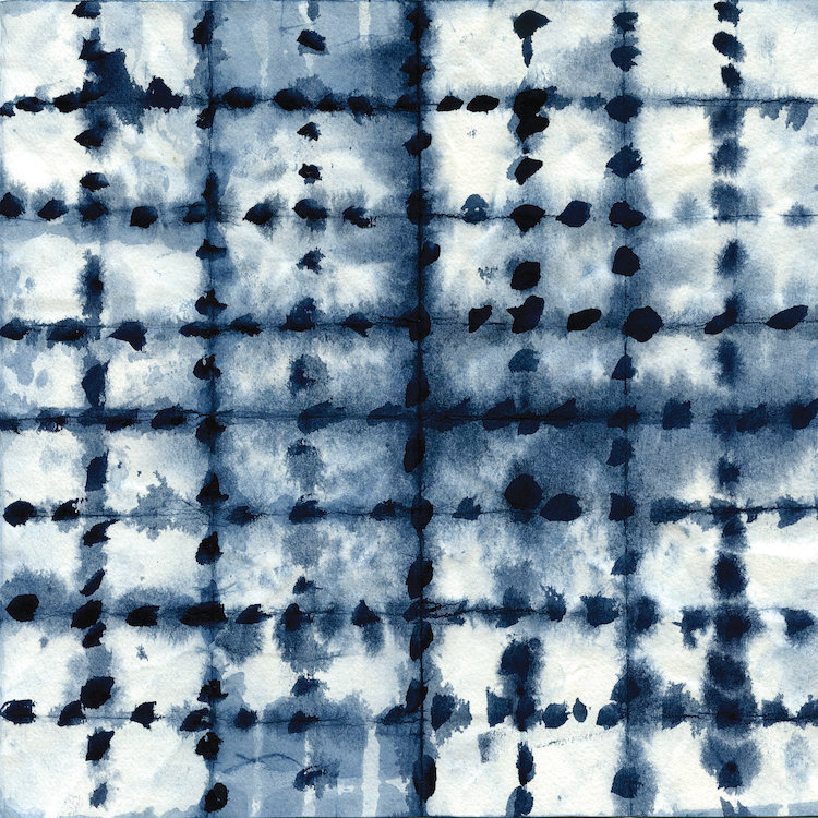 «Shibori Patchwork», impression sur toile, H 12 po x l 12 po x P 1,5 po, Pas de tapis, Toile tendue