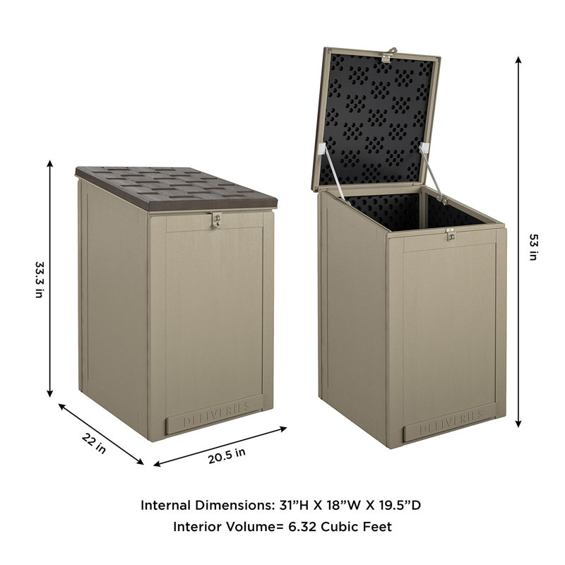BoxGuard Large Lockable Package Delivery and Storage Box, 6.3 cubic feet, Tan