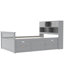 Structure de lit plateforme double / double avec bibliothèques de rangement et tablettes, quatre tiroirs, gris-951058142