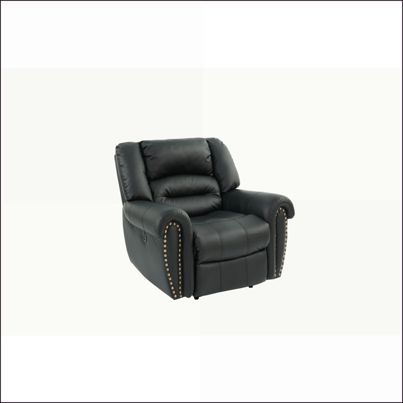 Fauteuil oscillant inclinable manuel inclinable avec garniture cloutée Recliners | Noir | Cuir retravaillé, Noir
