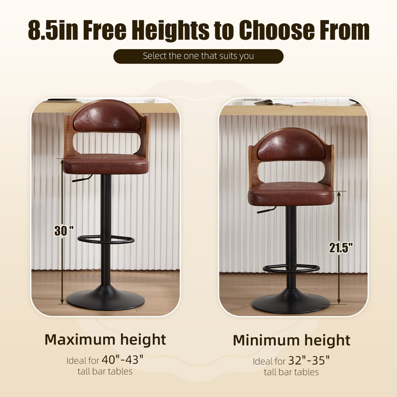 Ensemble de 2 tabourets de bar Modern, Brun