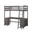 Lit mezzanine simple avec bureau en U, tiroirs et tablettes