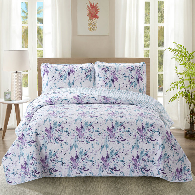 Ensemble de courtepointe réversible 2 pièces Charleena, Courtepointe pour lit simple + 1 taie décorative