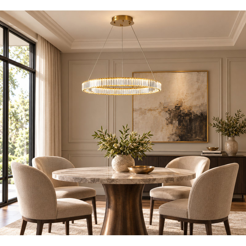 Lustre halo en chrome Sabbir avec détails en cristal transparent, Or
