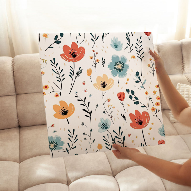 Impression florale scandinave sans cadre, H 10 po x l 10 po