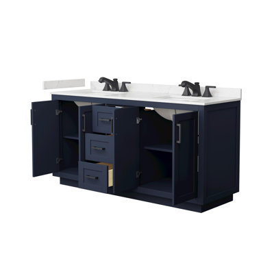 Miranda 66" Freestanding Double Bathroom Vanity with Cultured Marble Top