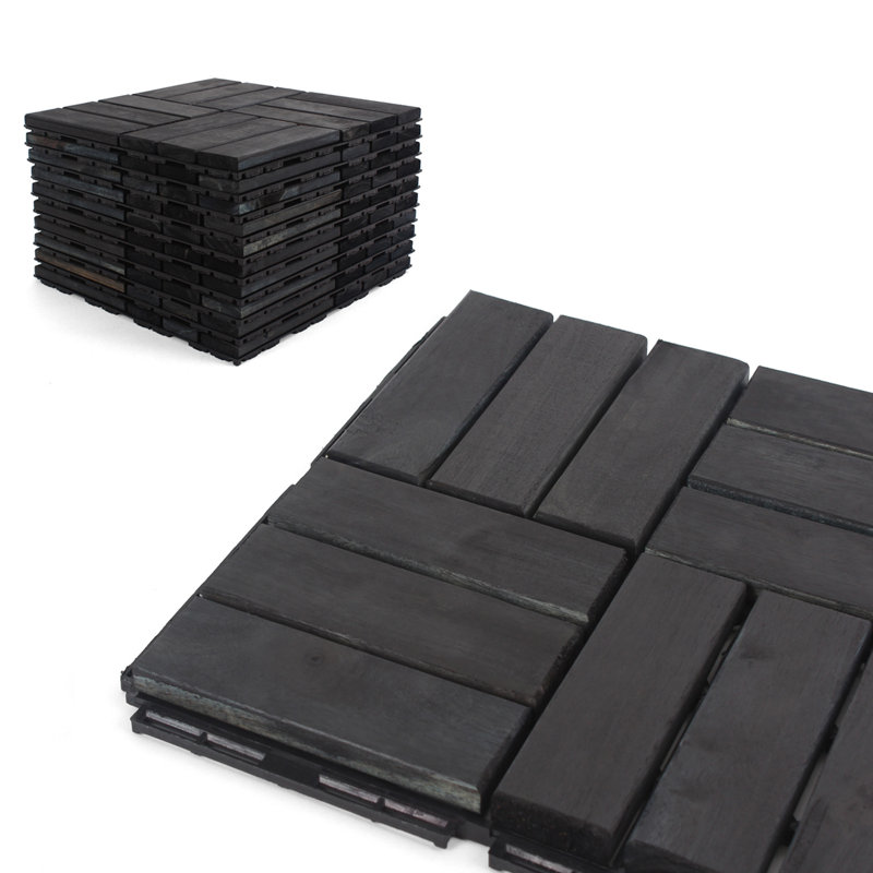 12" x 12" Blue Acacia Wood Interlocking Deck Tiles, 10 Pack