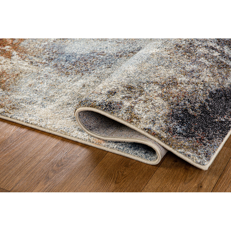 Zanyria Machine Woven Area Rug in Blue/Beige, Round 7'7''
