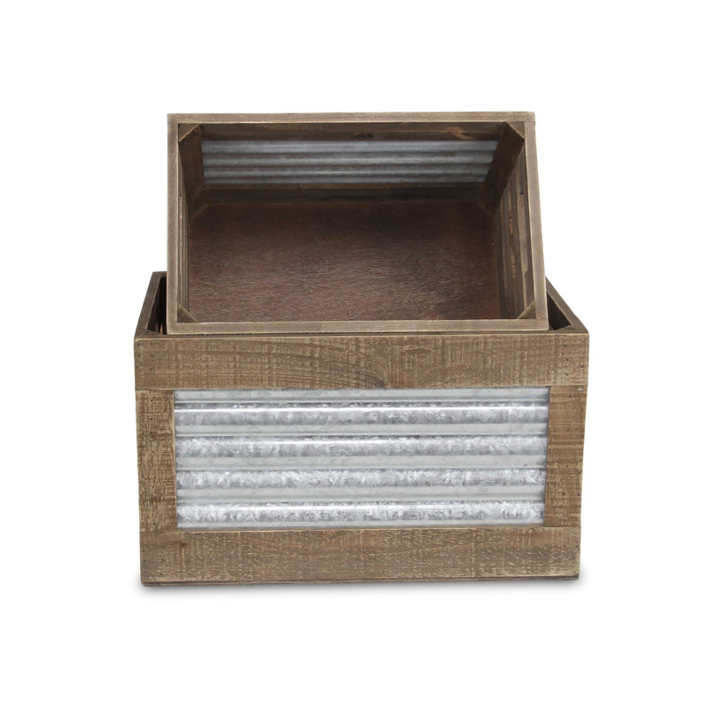 Ensemble de 2 caisses en bois Ridged