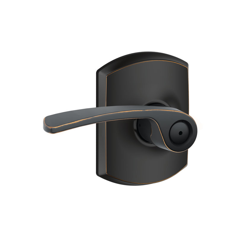 Merano Lever with Greenwich Trim Bed and Bath Lock, Aged Bronze