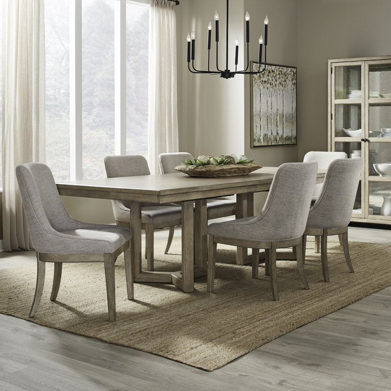 Aason Opt 6 Person Double Pedestal Dining Table Set, 7 Pieces: Table, 6 Chairs