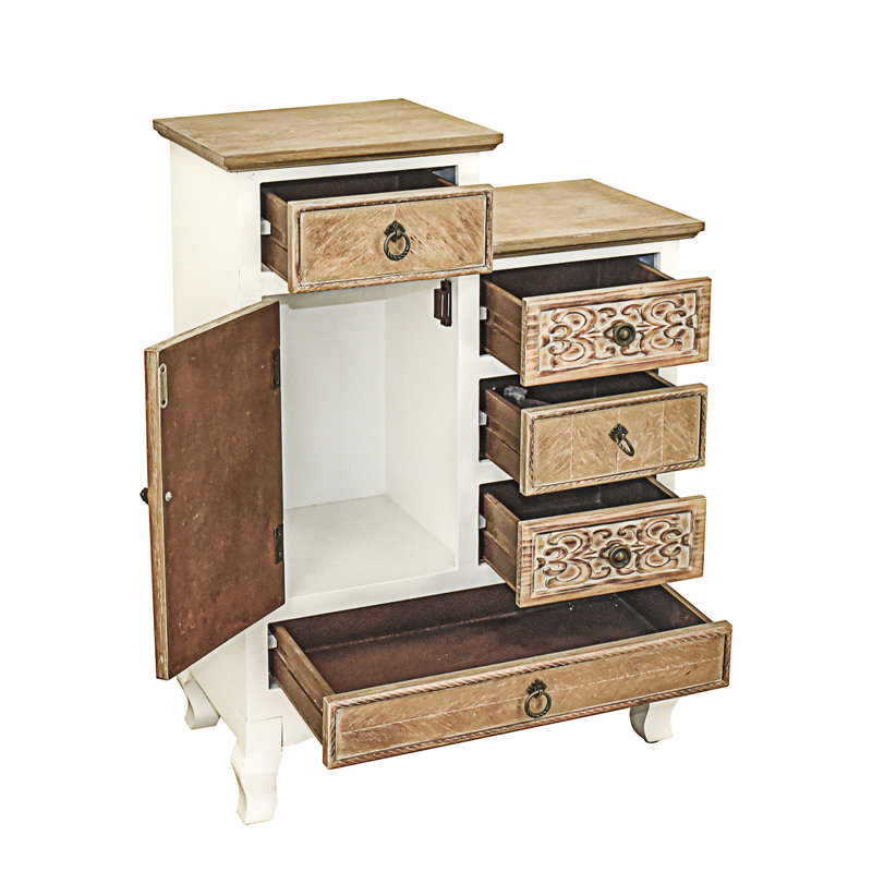 Retro Wooden Cabinet With 5 Drawers And 1 Door