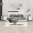 Modern High Gloss 3-Piece Bedroom Set Floating Bed Frame Platform Bed With LED Light & 2 Nightstands