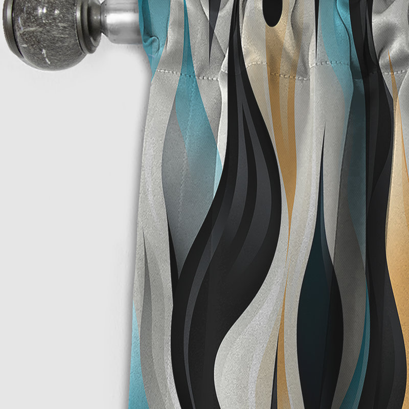 Monochrome Reflections IV - Abstract Curtain - Blackout Geometric Shapes Curtain - 1 Panels, 52" W x 108" L