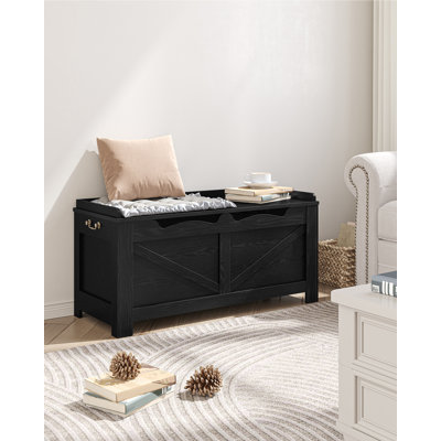 Banc de rangement Curlene, coffre de rangement, coffre de rangement relevable avec 2 charnières de sécurité, coffre de rangement en bois pour la chambre à coucher, le vestibule, le salon