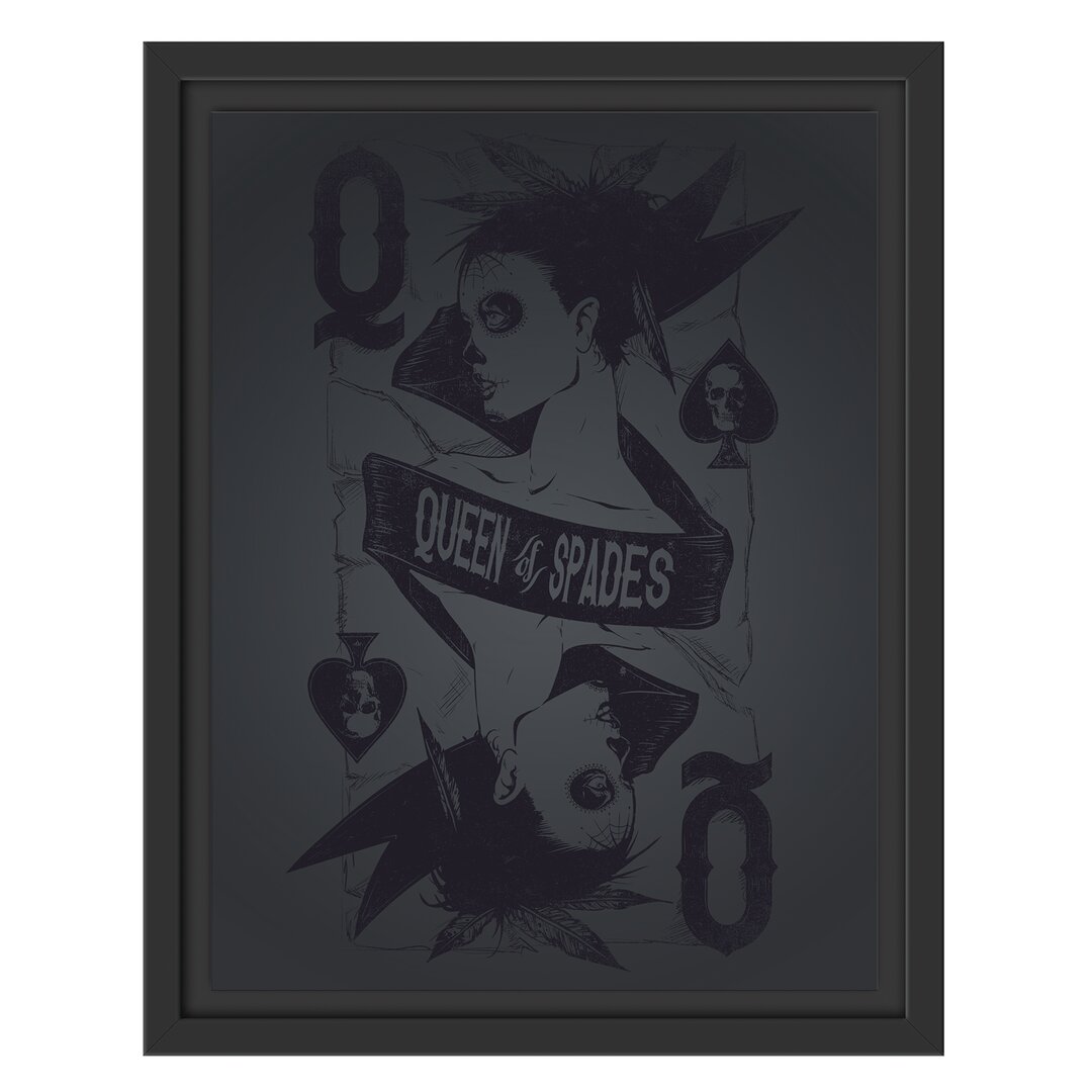 Gerahmtes Wandbild Queen of Spades Schwarz