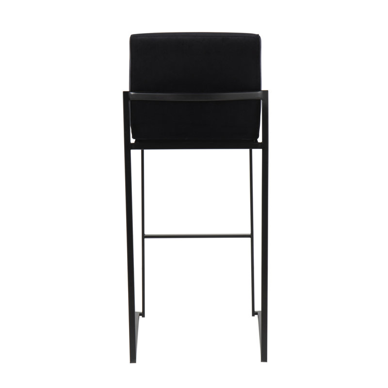 Brieon High Back Upholstered Bar & Counter Stool (Set of 2), Black Velvet, Black, Bar Stool"30"