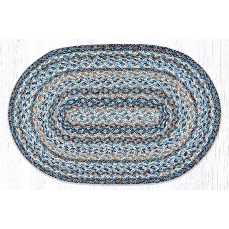 Tapis bleu denim en jute tressé, 20 po x 30 po
