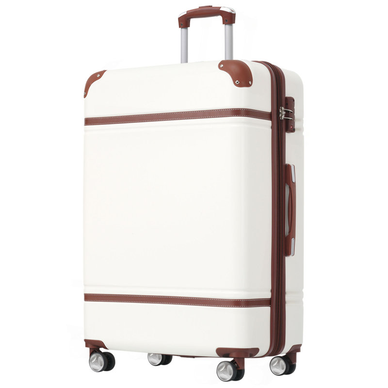 Ensembles de valises avec sacs Hardshell Valise légère à roulettes doubles avec verrou TSA, Blanc