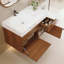 Meuble-lavabo flottant moderne avec plateau en pierre frittée sans soudure et lavabo en céramique
