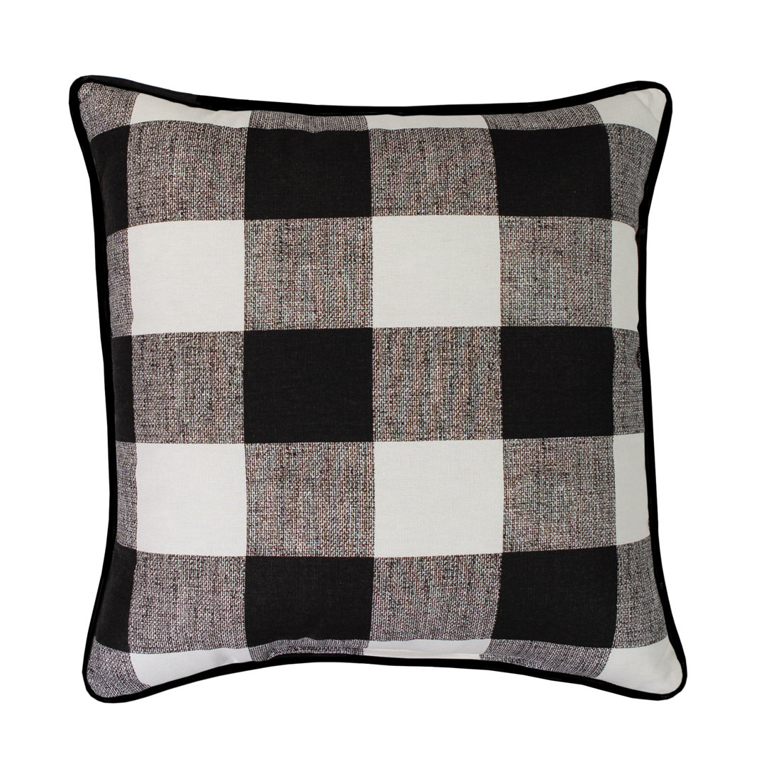 Black And White Collection Checkered Cotton Reversible Throw Pillow thomasville at home 