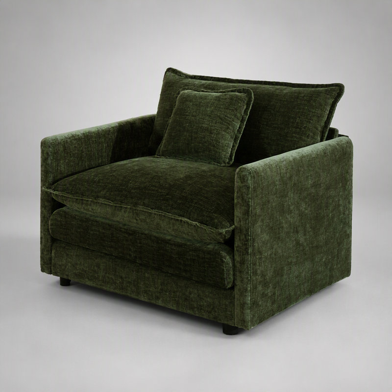 Canapé Comfy, 0.03" W, Chenille verte, Vert